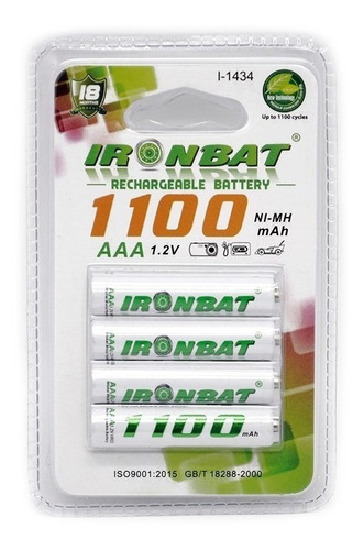 Pilas Baterias Recargables Aaa 4 Unidades Ironbat 