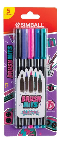 Marcadores Punta Pincel Brush Hits Electro 5 Colores Simball