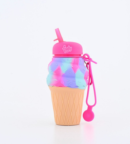 Imagen 2 de 4 de Botella De Silicona Flexible Heladito Fucsia Footy Original