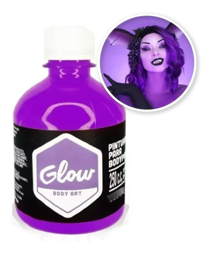 Maquillaje Artistico Fluo Luz Negra Bodypaint Glow 250 Cc