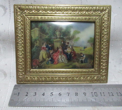 Cuadro Pintado A Mano Firmado Personajes De La Corte (15688) (Usado)