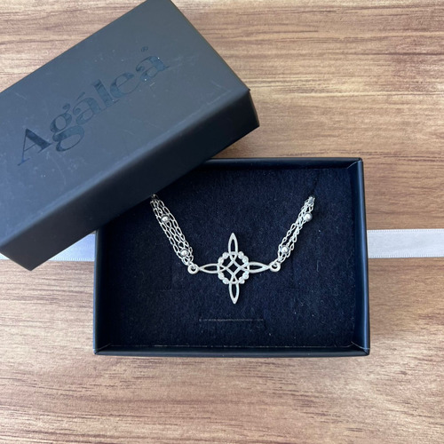 Pulsera Plata 925 Dije Nudo De Bruja Cadenas Amuleto Agálea Largo 16