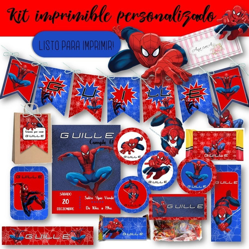 Kit Imprimible Hombre Araña Spiderman Mod.5 Deco Candy Bar