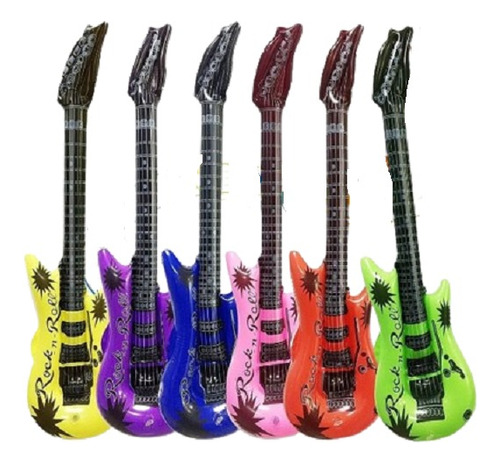 Guitarras Inflables Fiestas Instrumentos Inflables X 12 Unid