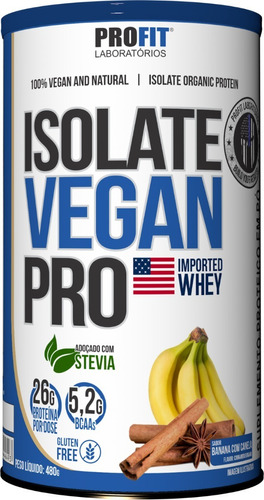 Isolate Vegan Pro Zero Lactose Pote 480g - Profit Original F Sabor Banana/canela