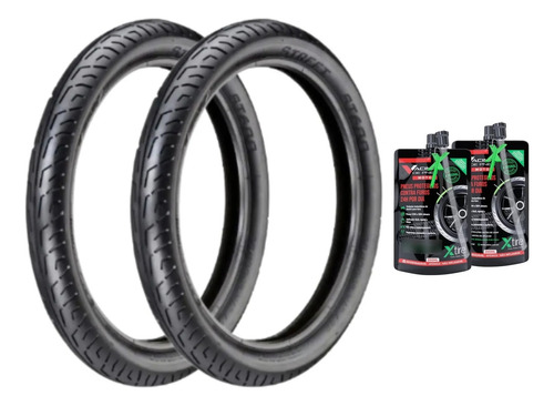 Kit Pneu Fan 80/100-18 E 90/90-18 St600 Sem Camara + Vacina