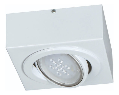 Lampara Plafon Techo 1 Luz Led Ar111 Cuadrado Cardanico Sji Estructura Blanco