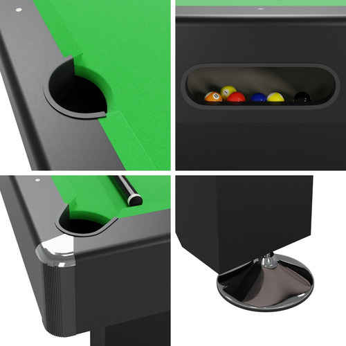 Mesa Billar Convertible Con Comedor Pool Americano De Lujo Paño Verde