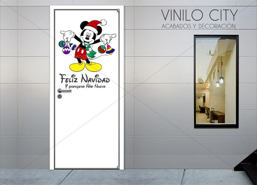 Vinil Decorativo Navidad Mickey Mouse Puerta Modmi879x