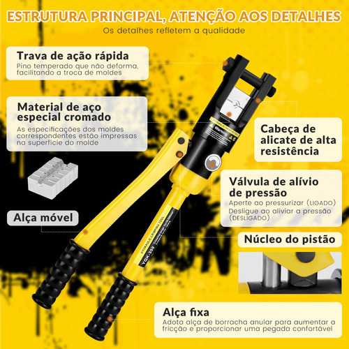 Alicate Hidraulico Prensa 12t Terminal Crimpador 16 A 300mm