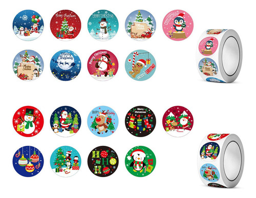 Rollo De Pegatinas Navideñas, Pegatinas Navideñas Estilo A