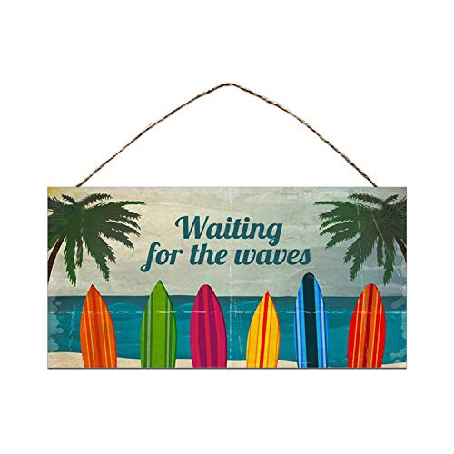 Bestwd Surf Sign, Waiting For The Waves, Colorful D9wh9