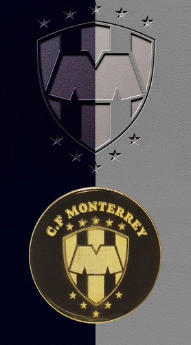 Moneda Club Monterrey Grabado Laser Baño De Oro 14kilates