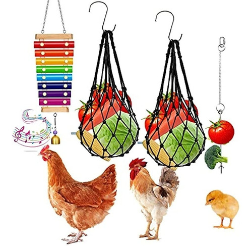 Kieyyryt 4 Pcs Xylophone Chicken Toys Para Coop, Veggies Ske