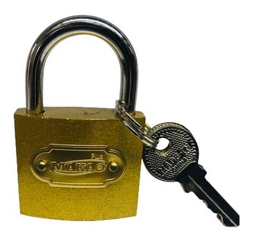 Imagen 2 de 5 de Candado Macao 32mm Hierro Dorado Ar1 Esp-32 Ellobo