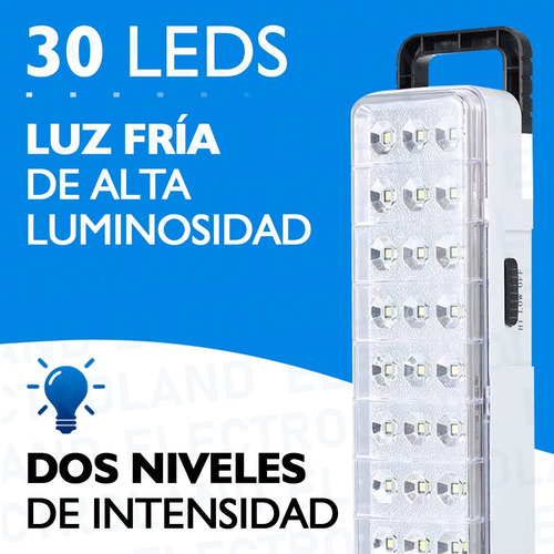 Imagen 4 de 10 de Luz De Emergencia 30 Leds Autonomia 15hrs Recargable 2018
