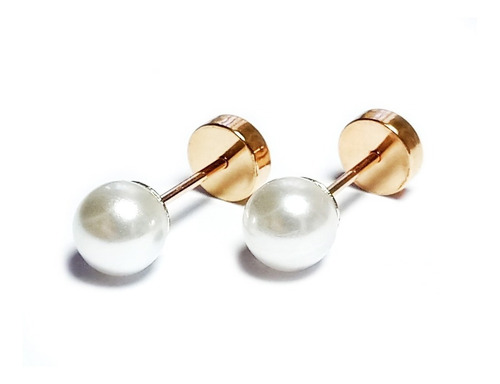 Imagen 1 de 5 de Aros Abridor Perla 5mm Laminado Oro 18k
