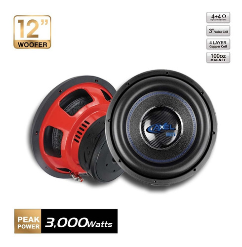 Imagen 1 de 3 de Subwoofer 12 Competencia 4+4 Ohm 3000w Kevlar Axel Steelpro
