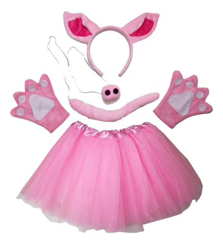 Kirei Sui Nios Nias Disfraz Tutu Set Hot Pink Pig