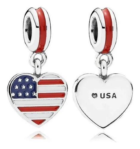 Pandora Dije Corazon Bandera De Usa Original +kit De Regalo