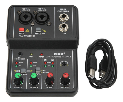 Mezclador Tablero Sonido 2 Canales Usb 48v Phantom Power Com