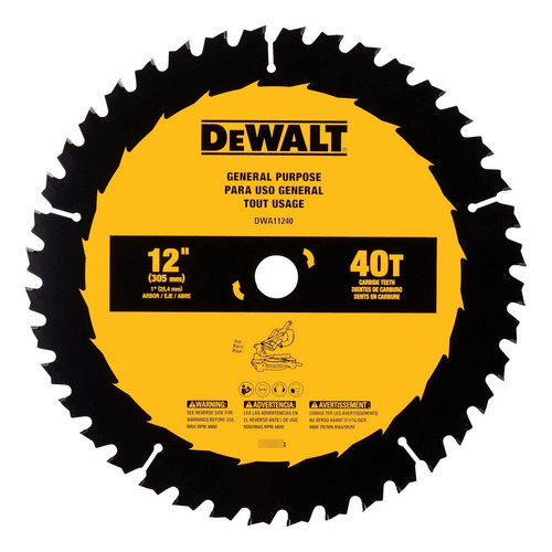 Sierra Métrica Dewalt 12 40t Hoja De Uso General Dwa11240