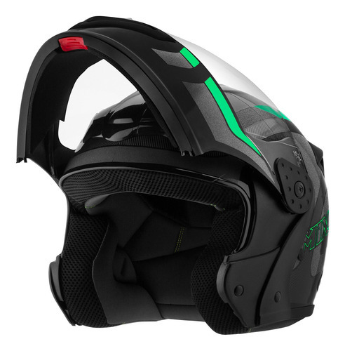 Capacete Robocop Escamoteável Fechado Mixs Gladiator Delta S Cor Cinza Verde Brilhante Tamanho do capacete 56
