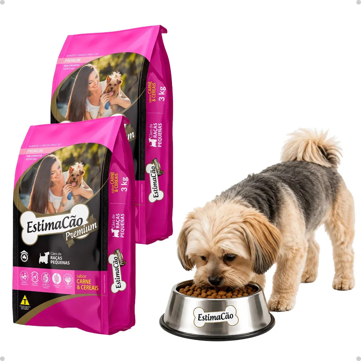 Kit 2 Ração Premium Raças Pequenas Carne E Cereais 3kg