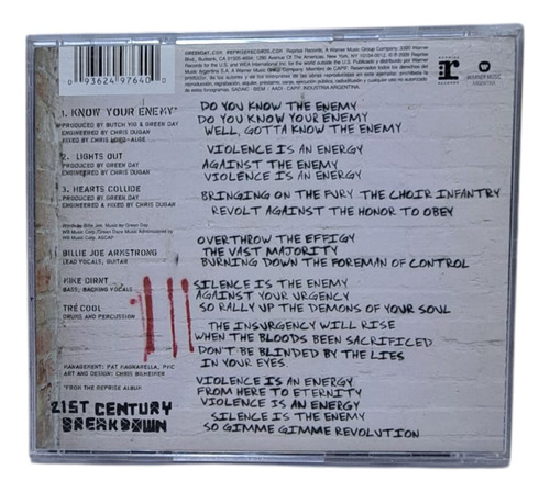 Green Day - Know Your Enemy - Maxi-single Estándar (Usado)