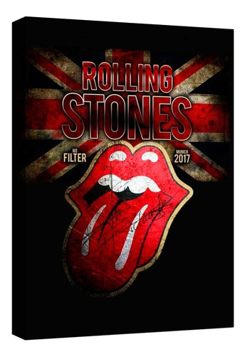 Cuadro Decorativo Canvas Moderno Rolling Stones Caricatura Color Rolling Stones Logo 1 Armazón Natural