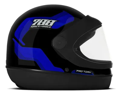Capacete Fechado Protork Sport Moto 788 Automatico Sanmarino Preto-azul 59/60