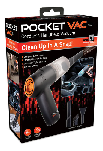 Pocket Vac Aspiradora De Mano Compacta E Inalámbrica, Aspi. Color Negro