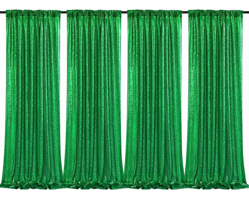 Fondos De Lentejuelas Verdes 4 Paneles 2ftx8ft Cortinas De F