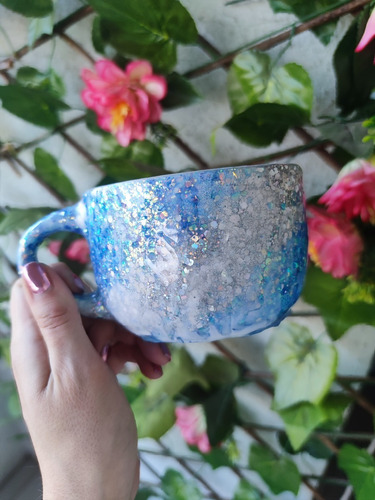 Imagen 2 de 3 de Tazón Glitter Celeste 480ml
