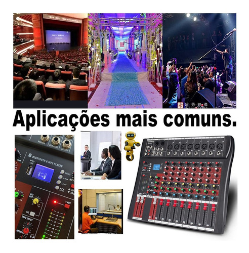 Imagem 8 de 9 de Mesa De Som Analógico 8 Canais Xlr Conexão Usb Bluetooth Wg8