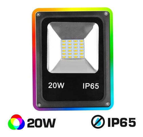 Reflector Led 20w Rgb 16 Colores Control Remoto Alta Potencia Exterior