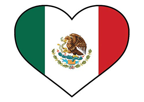 Wickedgoodz Calcomanía De Corazón De Bandera Mexicana, Calco
