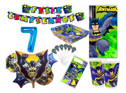 Kit Decoración Batman X24 Niños + Bouquet + Numero