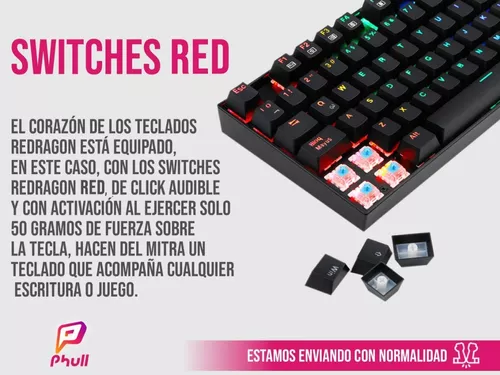 Teclado Mitra K551 Redragon Switch Rojo