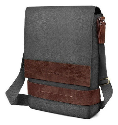 Matera Morral Fuji Con Tapa Canvas Lincoln's Color Gris-Habano