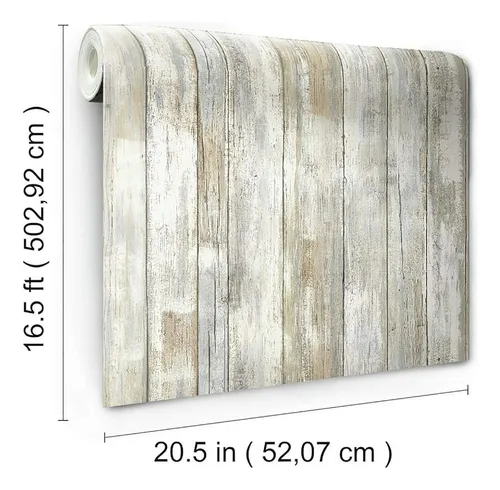Papel Pintado Autoadhesivo Blanco De Madera Desgastada -