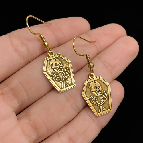 Aros Calavera Ataúd Oro 18k Oro 18k
