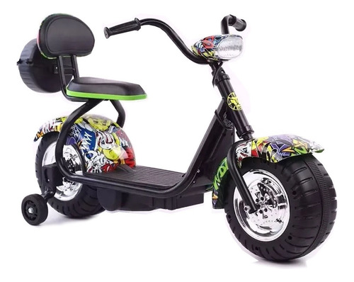 Moto Electrica Mini Con Ruedas De Seguridad Para Niños Dimm Color Grafiti