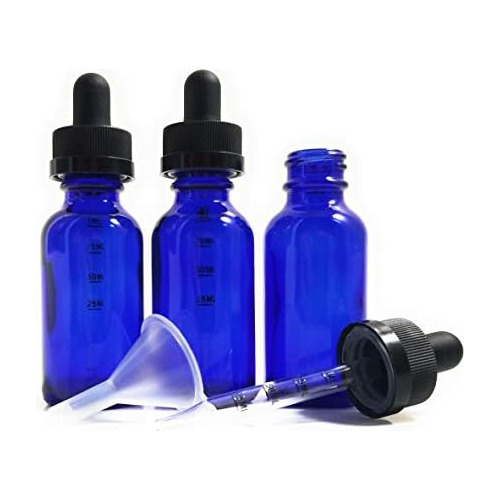 Paquete De 3 Botellas De Vidrio Azul Cobalto De 1 Oz (3...