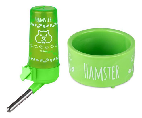 Kit Bebedouro E Comedouro De Hamster N 3 Verde Injetfour