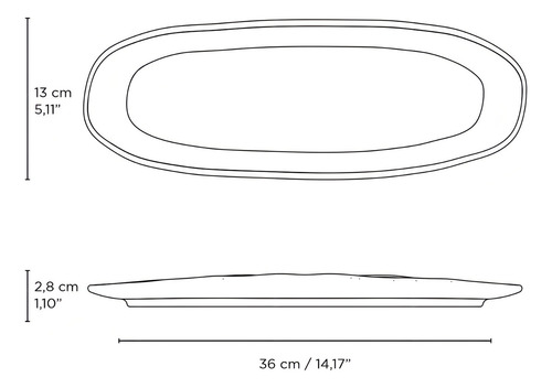 Conjunto Com 4 Travessas Oval Rasa Grande Orgânico Titanium 36x13cm Porto Brasil