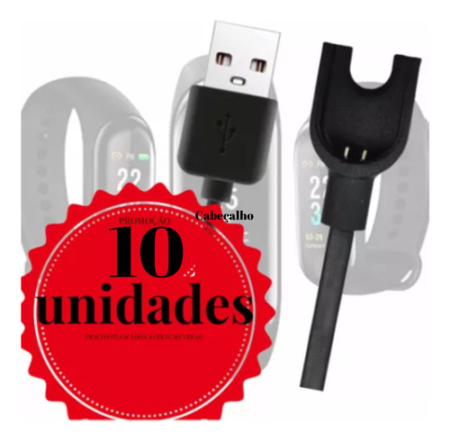 10 Cabo Carregador Para Relógio Xiaomi Mi Band 3 & 4 Atacado