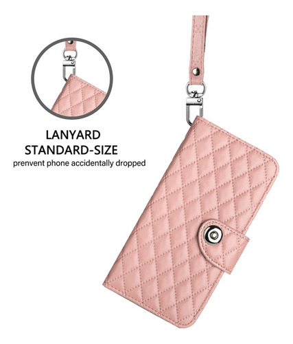 Funda De Flip Con Textura Romboidal Para Samsung, Con Correa