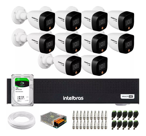 Kit 10 Câmeras Vhd 1220b Full Color Intelbras, 1016c, Hd 2tb