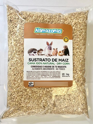 Sustrato Cama De Maiz Para Mascotas 1 Kg Alamazonas